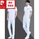 皮爾卡丹（pierre cardin）男士套裝夏季薄款健身運動(dòng)服男士跑步短袖T恤長(cháng)褲兩件套 白色 XL 【建議125-140斤】