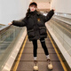 勤度女大童羽絨服棉12-15歲長(zhǎng)款青少年初中生2023女童冬裝女孩加厚 黑色 160cm