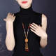 芠拉民族風(fēng)秋冬季毛衣鏈長(cháng)款陶瓷百搭女項鏈掛件秋冬季女裝飾品 雞翅木款陶瓷毛衣鏈