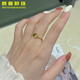 微奢妙珠 5G黃金方塊戒指女款足金999時(shí)尚幾何指環(huán)方形光圈戒子送女友禮物 方塊戒指約2.45克（活口可調節)