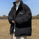 憶克薩 黑色高領(lǐng)棉衣男冬季加厚2025新款棉服美式高街潮牌ins面包服外套 黑色 L 110~135斤可穿