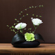 日韓風(fēng)仿真玫瑰花假花插花套裝家簡(jiǎn)約居酒店玄關(guān)柜子桌面擺放花 黑瓶套裝