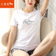 紅蜻蜓 棉短袖t恤女春夏季新款女上衣衫半袖體恤女士休閑圓領(lǐng)品牌衣服 白色 S