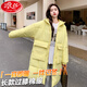 浪莎羽絨棉服女秋冬季加厚長款寬松連帽外套女小個(gè)子休閑百搭過膝棉襖 奶黃色【秋冬加厚款】 S 【適合80-100斤】
