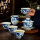 三勤堂景德鎮(zhèn)喜上眉梢三才青花蓋碗手繪品茗杯敬茶碗公道杯泡茶器 手繪青花喜上眉梢套裝