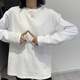 卡維澤 CAVIEZEL長(cháng)袖t恤女2023秋裝新款韓版衛衣疊穿內搭打底衫純棉初秋上衣 白色 L 建議105-130斤