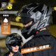 AXK適用于摩托車(chē)碳纖維紋頭盔漫威毒液機車(chē)男士冬季保暖揭面盔四季 閃魂黑銀-二合一