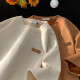 歌朴伟麂皮绒重磅短袖T恤男小领口夏季美式复古棉质情侣五分中袖上衣服 D79-米色 XL（115-150斤）