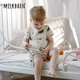 Milkbarn嬰兒連體衣服男女寶寶夏季短袖哈衣新生兒爬爬服 白沙蟹蟹 73cm (6-12m)