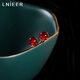 Lnieer999足銀石榴石耳釘女紅色2025新款潮紅色耳環(huán)氣質(zhì)款簡(jiǎn)約百搭耳飾 【S999足銀】石榴石耳釘
