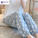 薇萊芺睡褲女夏季棉綢空調房長(cháng)褲可外穿燈籠褲薄款人造棉寬松日系家居褲 兔兔天藍 HX束腳褲 均碼 80-160斤