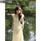 詩丹蕊2024新款夏季甜美飛飛袖中長款連衣裙甜美學(xué)院風(fēng)氣質(zhì)裙子a字裙女 白色 均碼【可備注碼數(shù)】