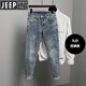 JEEP SPIRIT吉普男士九分牛仔褲2025春秋季新款小腳修身高端休閑薄款褲子男 藍色/九分款 常規 29 【105-115斤】