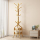 木樽鐵藝衣帽架臥室掛衣架落地家用簡(jiǎn)易立式室內置物掛包架收納衣服架 加粗主桿雙層圓筐置物 金色