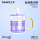 三淺（SANQ）加油鴨系列高硼硅玻璃杯陶瓷情侶對杯辦公室水杯馬克杯有手柄帶蓋 如魚得水鴨- 300ML