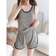 另約灰色背心睡衣女款夏季帶胸墊一體冰絲莫代爾運動(dòng)套裝夏天可外穿薄 272202HS 純色套裝 灰色 XXL