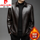 皮爾卡丹（pierre cardin）海寧真皮皮衣男頭層牛皮立領(lǐng)爸爸裝外套冬季加絨加厚中年皮夾克 棕色翻領(lǐng)【加 絨款】拉鏈款 記21 180/XL(135-155斤)