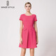 名師路品牌女裝夏裝新款簡(jiǎn)約純色A字裙短袖連衣裙 TS626113淺紫色63 M