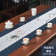 福容（FUROOT）茶席特色茶桌布桌旗新中式防水茶臺布藝 長(cháng)條禪意墊茶巾茶席布藏藍/手繪荷花-260厘米