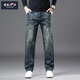 增致牛仔男士新品直筒寬松秋冬厚款休閑商務(wù)男式百搭男裝牛仔褲 復古藍 34