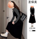 圣保美假兩件吊帶連衣裙秋冬季女裝2025新款小個(gè)子赫本風(fēng)氣質(zhì)長(cháng)裙子顯瘦 連衣裙 S 碼