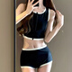 妙奕嘉泡溫泉泳衣女士2025新款成人游泳衣分體泳裝保守顯瘦遮肉套裝競速 【套裝】黑色無(wú)袖背心+三角褲 均碼 【建議約80-120斤】