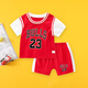 迪迪熊日記（DIDIXIONGRIJI）兒童套裝夏季短袖短褲一歲小孩衣服純棉嬰兒衣服男女寶寶分體夏裝 短袖套裝紅色籃球服 80cm(18M)