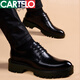 卡帝樂(lè )鱷魚(yú)（CARTELO）厚底皮鞋男款真皮商務(wù)正裝秋冬季休閑鞋男士增高結婚新郎鞋 黑色厚底【5厘米】 41