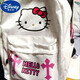 迪士尼（Disney）新款Hellokitty雙肩包可愛(ài)滿(mǎn)水印凱蒂貓雙背包高初中學(xué)生kt貓書(shū)包 白色-加強版耐磨加厚_包包