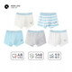 Q21小海綿內褲兒童男女童寶寶透氣抑菌不夾屁屁平角短褲 男平角-藍條奶白璃藍米色巖灰 5條 110 建議體重31-36斤