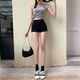 JAVC緊身彈力牛仔短褲女2025夏季新款韓版百搭高腰顯瘦黑色外穿熱褲子 黑色628 XL 110-120斤