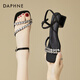 達芙妮涼鞋女夏高跟鞋2025新款一字扣帶露趾粗跟涼鞋時(shí)裝配裙子女鞋 黑色 37