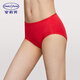安莉芳中腰花邊腰頭三角褲女士薄款抗菌舒適包臀內褲 紅色RED L 