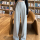 妙奕嘉休閑褲女褲子女士夏季女褲寬松闊腿褲春秋款運(yùn)動褲新款山本褲薄款 淺灰色抽繩褶皺設(shè)計(jì)直筒闊腿褲 L 【建議110-125斤】