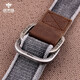 戰術(shù)鳥(niǎo)純棉雙環(huán)扣腰帶男士港風(fēng)雙扣年輕人布料復古青年編織牛仔褲腰帶 S7-灰黑色（棕皮） 115CM