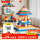 銘塔拼插積木 玩具立體拼組裝塑料 嬰幼兒男女孩早教生日禮物 400?？善创?6輛小車(chē)（桶裝）