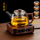 石茗堂高端新款保溫胡桃木電陶爐家用燒水泡茶具煮茶器耐高溫玻璃壺套裝 透白玲瓏壺+胡桃木爐