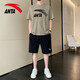 安踏（ANTA）休閑運動(dòng)套裝男夏季新款短袖短褲t恤五分褲運動(dòng)衣服男裝 -6綠豆色+基礎黑 XL(180)