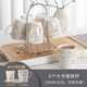 集雅斯茶杯陶瓷帶把水杯瓷杯杯瓷喝水瓷器杯瓷器茶碗家用杯子套裝茶具 6個大杯+杯架 茶杯