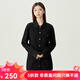 哥弟真的好（GIRDEAR）女裝坑條口袋寬松中長(cháng)款Polo針織開(kāi)衫女A401093 黑 M (3碼)