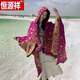 恒源祥斗篷披肩女民族風西米亞異域新疆旅游草原旅行穿搭拍照外搭披風 LM313星光大道粉黃色