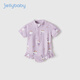 JELLYBABY女童泳衣洋氣夏季2中小童防曬沙灘服夏裝游泳衣1-3歲寶寶連體泳裝 紫色 [防曬涼感]（送同顏色泳帽） 100