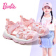 芭比童鞋夏季兒童涼鞋小花裝飾女童包頭沙灘涼鞋DA5920粉色27碼