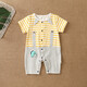 贊翠寶寶夏裝夏季純棉男女寶寶短袖哈衣薄款嬰兒暗扣短袖連體衣爬服 9751彩條恐龍黃色 90碼建議12-18個(gè)月