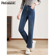 品彩（PinCai）牛仔褲女秋冬加絨加厚牛仔長(cháng)褲單?？酆?jiǎn)約直筒褲P144N3007