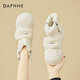達(dá)芙妮（DAPHNE）雪地靴女加絨加厚冬季新款東北保暖大棉靴厚底毛毛短靴冬 米色 加絨 跟高5cm 37 (235mm) 標(biāo)準(zhǔn)碼