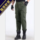 FGHGF春秋工作褲男加厚耐磨耐臟寬松機修勞保褲帆布電焊汽修工作服褲子 軍綠色斜紋(六口袋質量更好更棒更耐磨) 170(腰圍適合2尺4-2尺6)