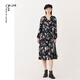 噢姆（AUM）【FaFa裙】AUM噢姆春季新款花卉印花燈籠袖法式V領(lǐng)連衣裙 黑色 M