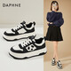 達芙妮加絨板鞋女2024年冬季新款黑白熊貓鞋運動(dòng)休閑厚底百搭小白鞋女鞋 黑色 加絨 跟高5CM 36