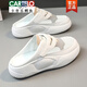 卡帝樂鱷魚（CARTELO）2025夏季新款真皮包頭半拖女網(wǎng)面透氣外穿涼拖鞋厚底松糕小白鞋女 灰色【材質(zhì) 百搭時(shí)尚】 35 標(biāo)準(zhǔn)碼數(shù)
